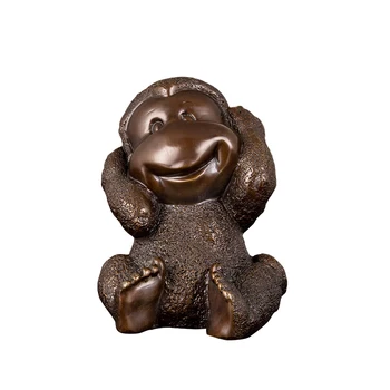 Ivorique HD050 Srečo Ustavi Poslušanje Opica Bronaste Figurice maskota opica umetnosti Kiparstvo Božični Dan Darila Dekor
