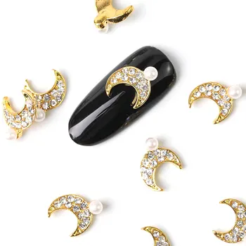 Najnovejši 10 kosov bright crystal pearl nohtov nosorogovo zlitine Nail Art okraski bleščice DIY 3D nail nakit obesek