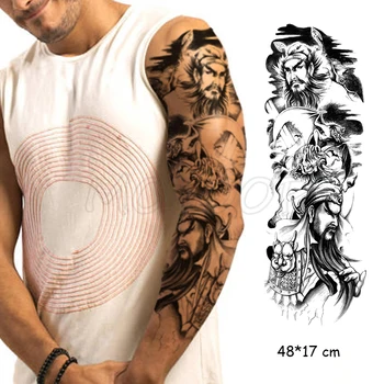 nepremočljiva začasni tattoo nalepke polno roko Kitajski antični junak bojevnik black tattoo ponaredek tatto flash tetovaže, da človek, ženska, otrok