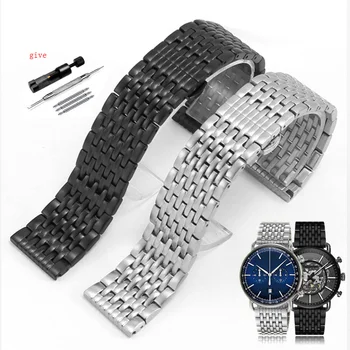 PEIYI Črna Srebrna Fine Jekla Watchband Primerna Za AR11238 AR60028 AR60025 BlackSamurai StainlessSteel Watch Verige 22 mm